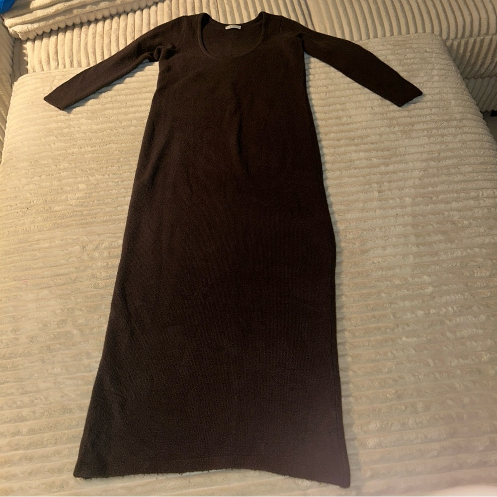 AYR Women's The Scoop Sweater Dress - Gray- Medium 80% Organic Cotton